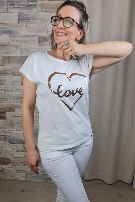 T-SHIRT CORAÇÃO LOVE BRANCA