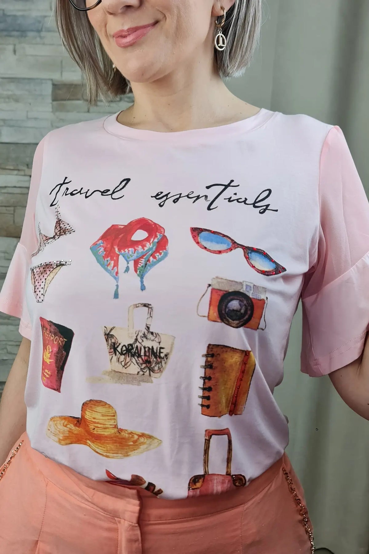 T-SHIRT ESTAMPADA COR DE ROSA