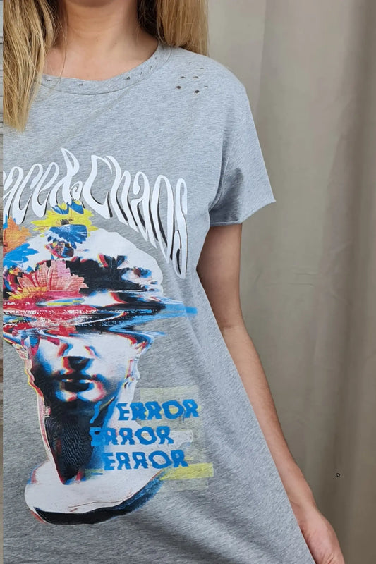 T-SHIRT ESTAMPADO "ERROR" CINZENTA