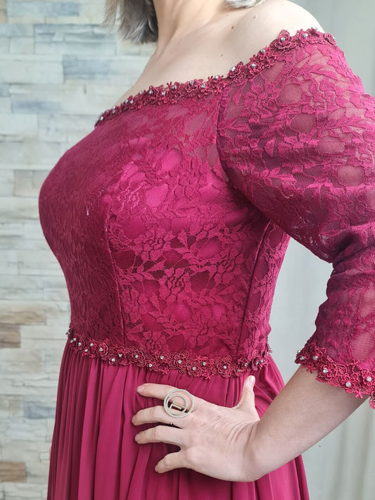 VESTIDO BORDEAUX MEIA MANGA
