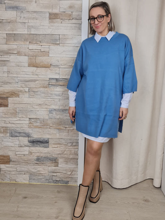 VESTIDO CAMISA COMPRIDA C/ CAMISOLA DE MALHA