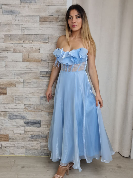 VESTIDO DE CERIMÓNIA CAI-CAI AZUL CLARO