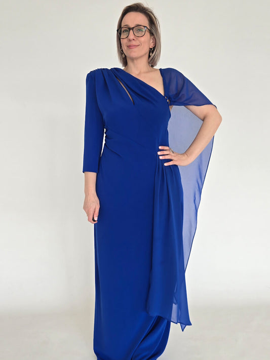 VESTIDO DE CERIMÓNIA DECOTE ASSIMÁTRICO AZUL