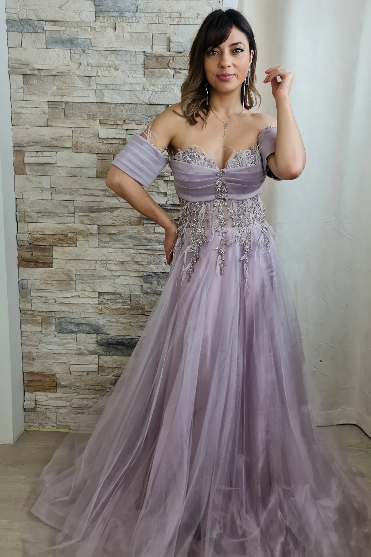 VESTIDO DE CERIMÓNIA ESTILO PRINCESA EM LILÁS