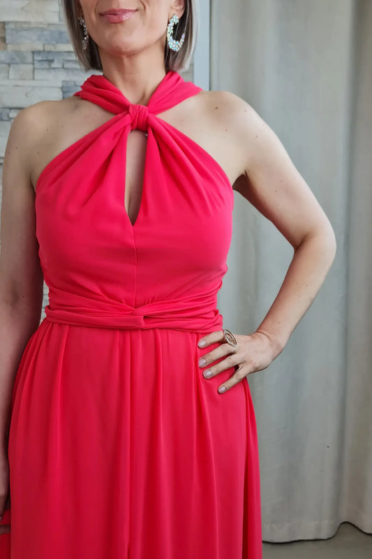 VESTIDO COMPRIDO COM DECOTE ENTRELAÇADO