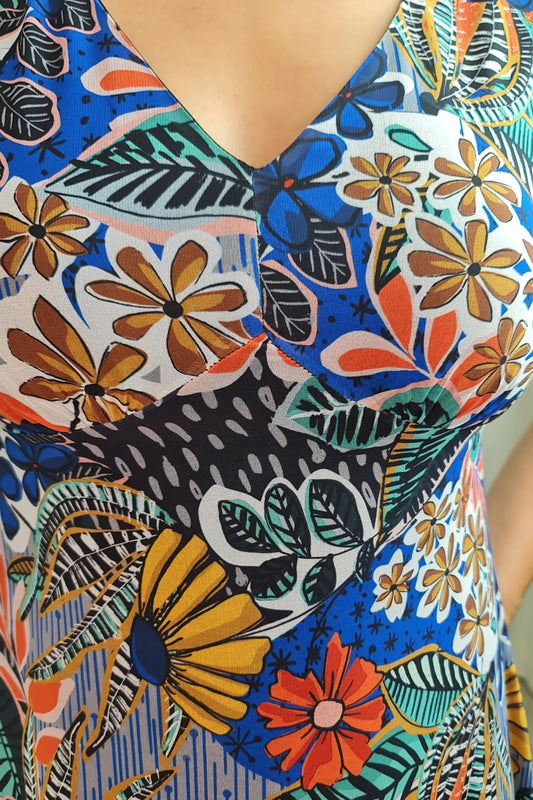 VESTIDO COMPRIDO COM ESTAMPADO FLORAL