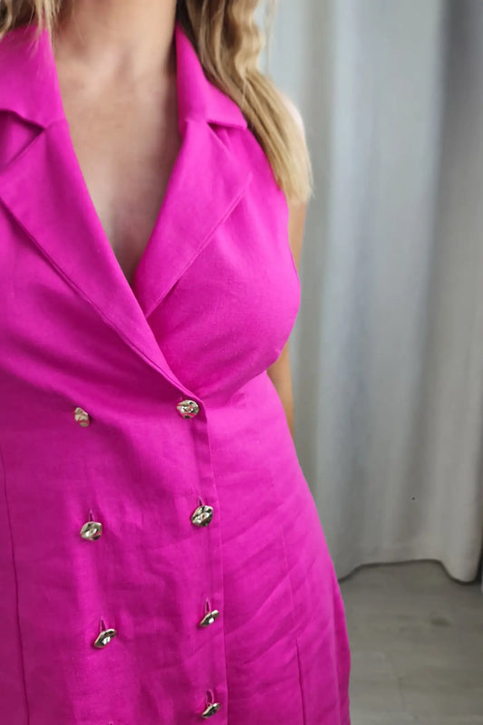 VESTIDO CURTO SEM COSTAS COR DE ROSA