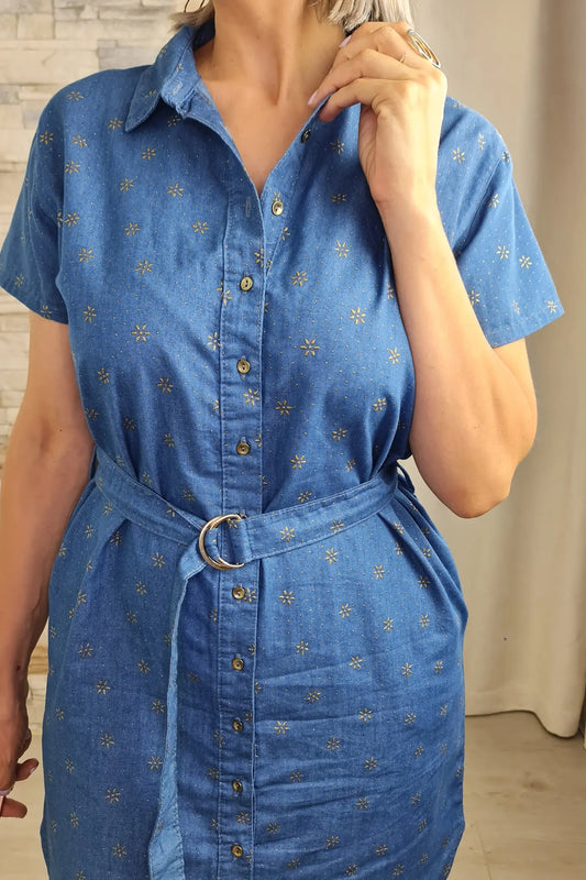 VESTIDO CAMISEIRO CURTO DE GANGA
