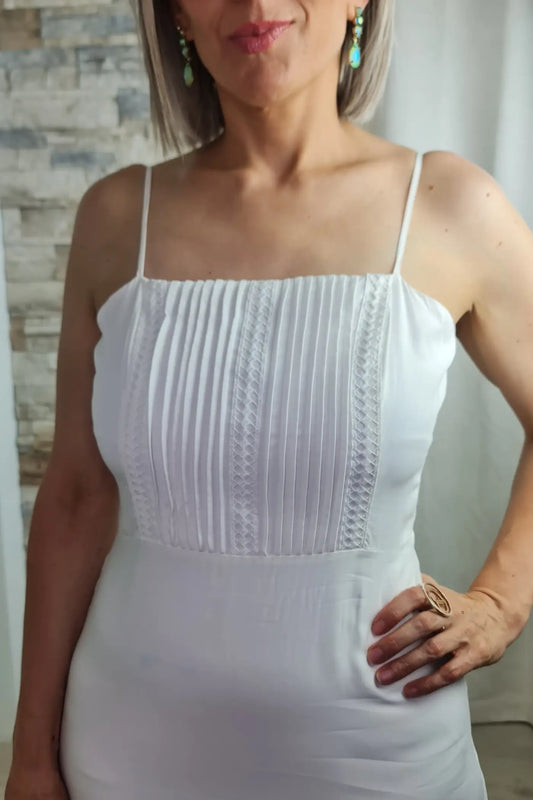 VESTIDO ESTAMPADO BRANCO E ROSA
