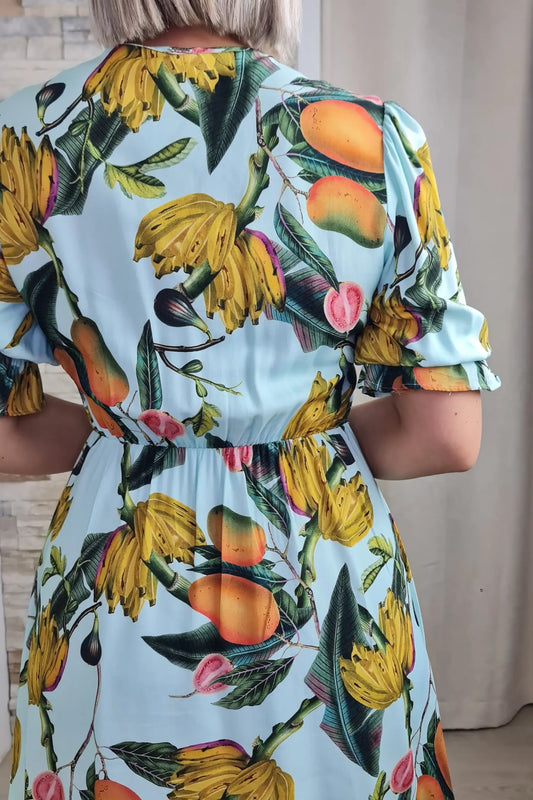 VESTIDO ESTAMPADO COM MANGA BUFANTE