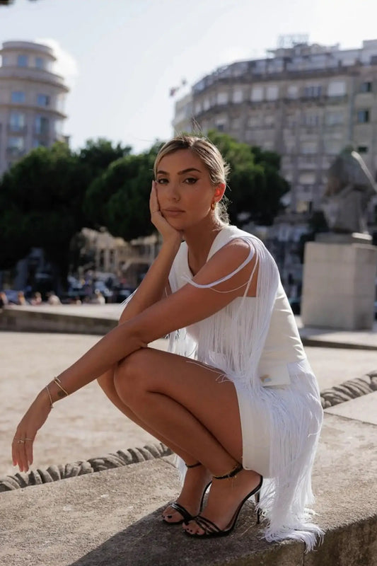 Vestido de Franjas Branco