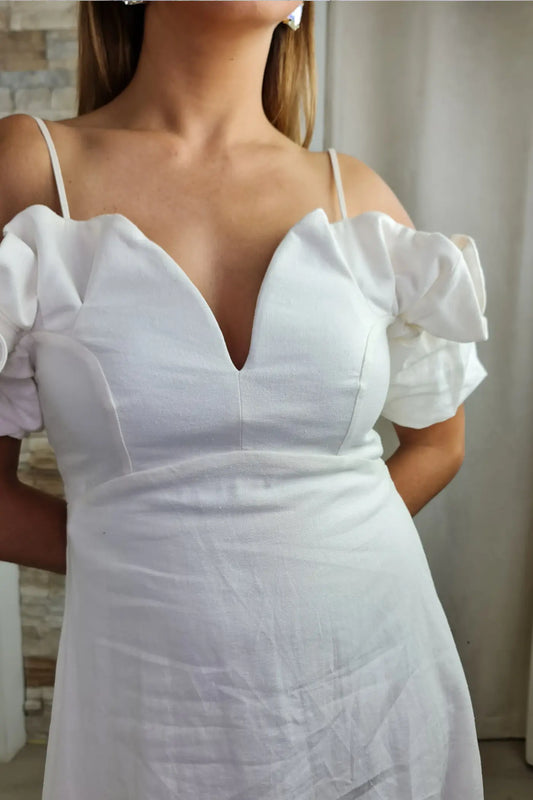 VESTIDO DE LINHO OMBRO A OMBRO