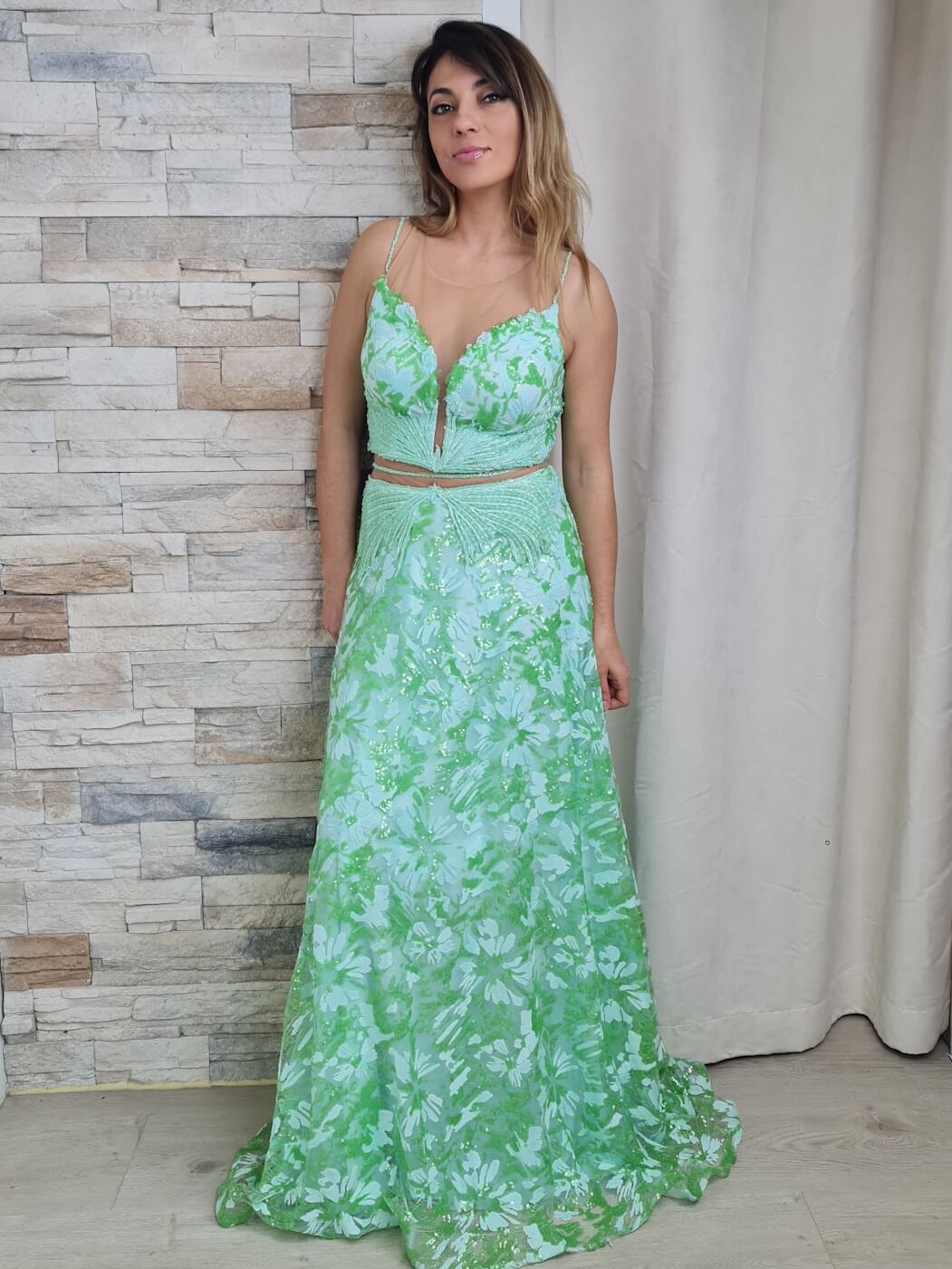 VESTIDO DE CERIMÓNIA DE MISSANGAS VERDE
