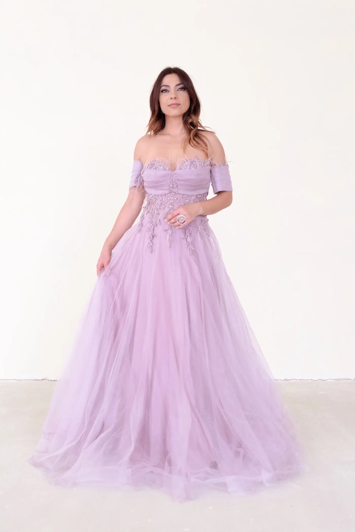 VESTIDO DE CERIMÓNIA ESTILO PRINCESA EM LILÁS